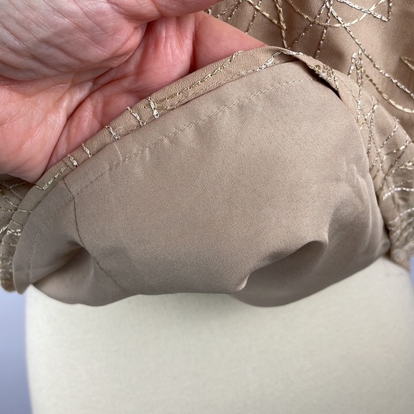NWT Express Tan Blouse with Metallic Thread and Button Down Back - Size Large - Picture 11 of 14